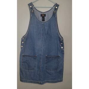 Route 66 Blue Denim Jumper Overall Womens Sleeveless Pockets Medium Vintage